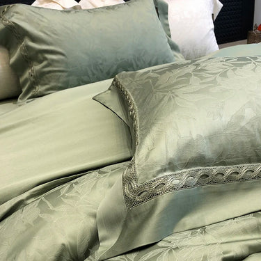 Green Purple Luxury 1000TC Lyocell Cotton Jacquard Fabric Duvet Cover Bedding Set